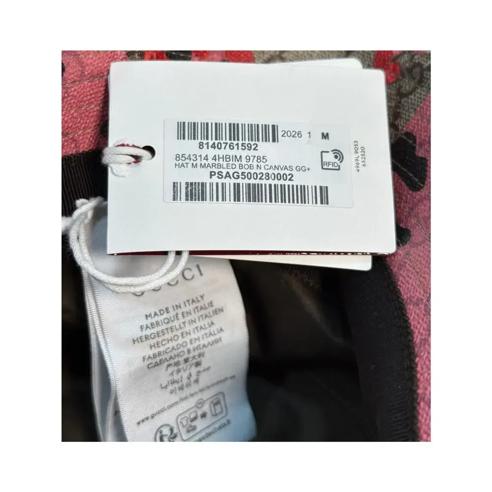 NWT Gucci GG Supreme Canvas Bucket Hat M 58cm Pink Red Camo Unisex